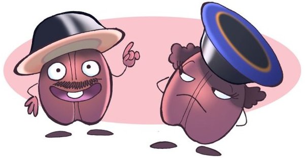 I due personaggi Chicco e Cialda creati per una nota azienda di caffè
